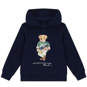 Ralph Lauren Kids Blue Hoodie with Polo Bear Graphic Sz Small (8)